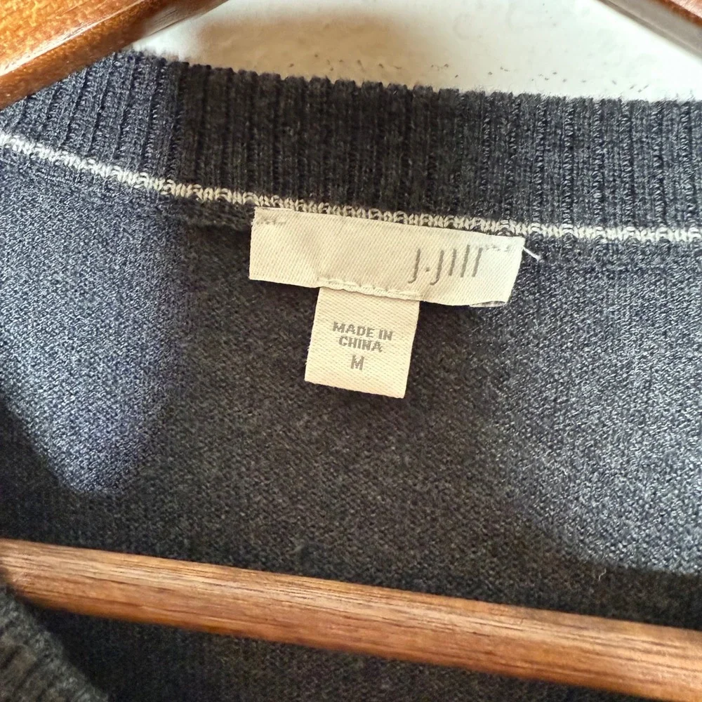 J. Jill Women's‎ Gray Wool Blend Long Sleeve Knit longline Duster Pockets Sz M